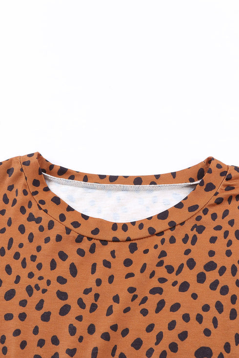 Leopard Long Sleeve Babydoll Dress